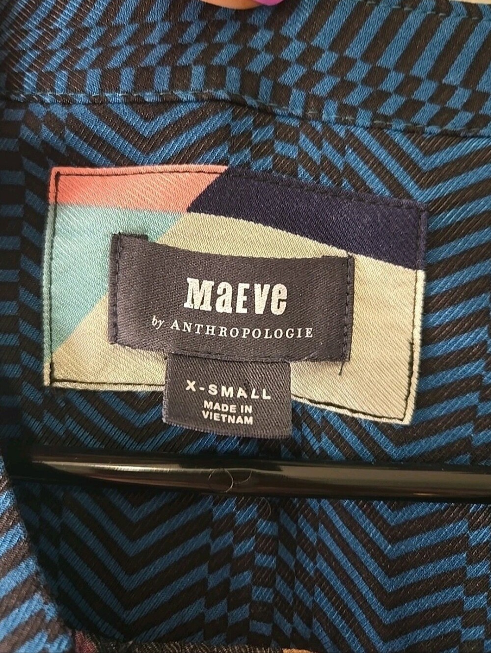 Anthropologie Maeve Tunic Dress Floral Color Block Sz. XS Tiered - Picture 6 of 11